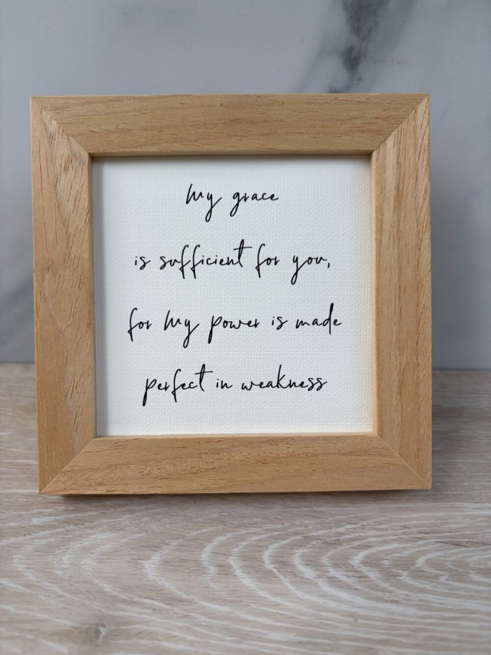My Grace Is Sufficient Framed Canvas Sign 4x4 Natural Boho Rustic Tiered Tray